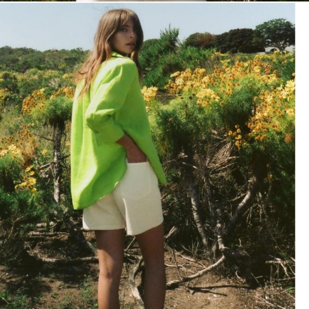 Zara NWT linen shirt in lime green XS/S